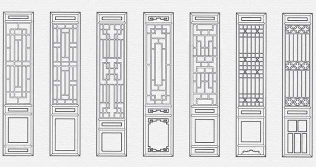 四方台常用中式仿古花窗图案隔断设计图